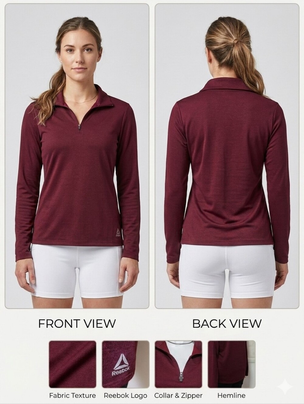 REEBOK LONG SLEEVE SHIRT SIZE M IN BURGUNDY
